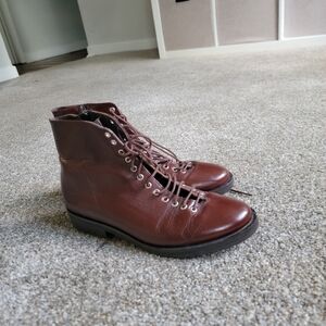 Jonak Paris brown leather lace up boots